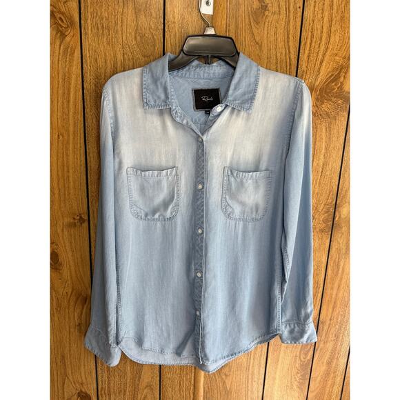 Rails Women’s Blue Chambray Button Down Shirt Long Sleeve Pockets Size XS - Picture 3 of 4